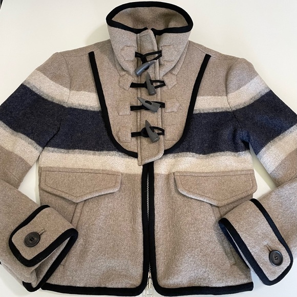 Veronica Beard Ella Blanket Jacket Striped Wool Blend Zip Toggle Closure XS - Picture 11 of 16